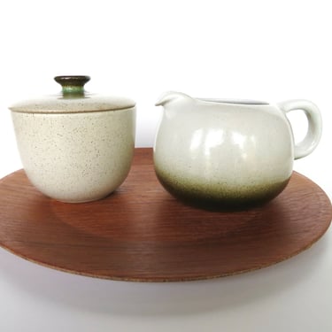 Early Heath Ceramics Cream and Sugar Set In Sea and Sand, Edith Heath Small Pitcher And Lidded Bowl 