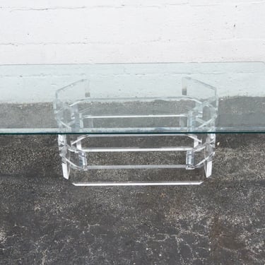 Mid Century Modern Lucite Acrylic Glass Top Coffee Table 4686