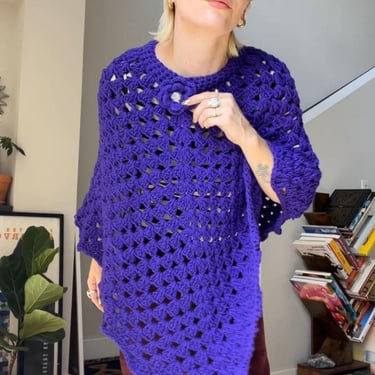 VTG Violet Hand Crochet Poncho 