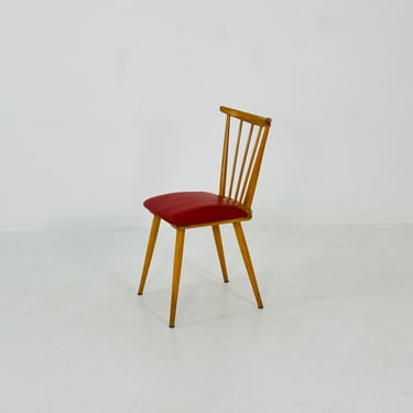 Mid century wood and leather chair 1960s, Germany  