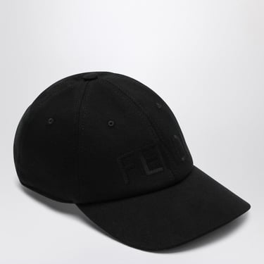 Fendi Black Baseball Cap With Logo Men