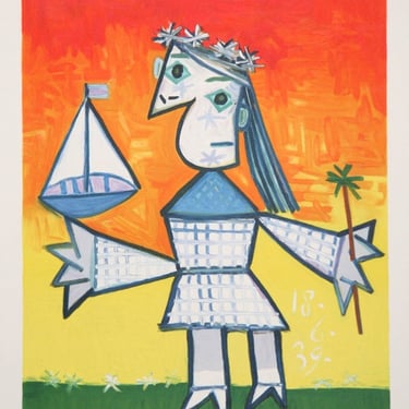 Fillette Couronee au Bateau, Pablo Picasso (After), Marina Picasso Estate Lithograph Collection 