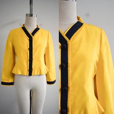 1980s Vivid Yellow and Navy Jacket 