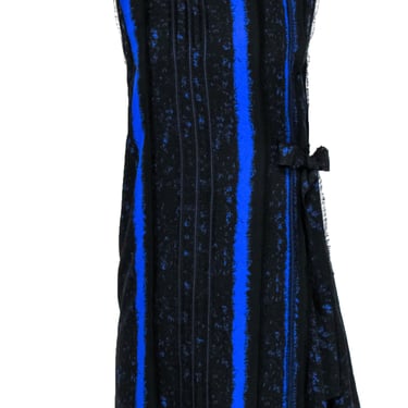Proenza Schouler - Cobalt and Black Sleeveless Side Tie Shift Dress Sz 10