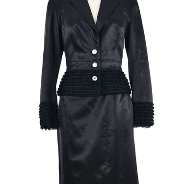 2001 John Galliano Ruffle Trimmed Satin Skirt Suit