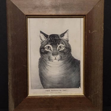 Vintage Lithograph "The Favorite Cat" Nathaniel Currier 12x15 