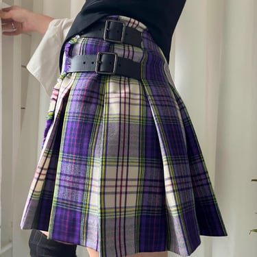 Burberry Purple Plaid Mini Skirt