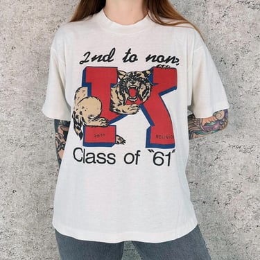80's Soft Thin Class of '61 School Reunion Mascot Tee Shirt T-Shirt 