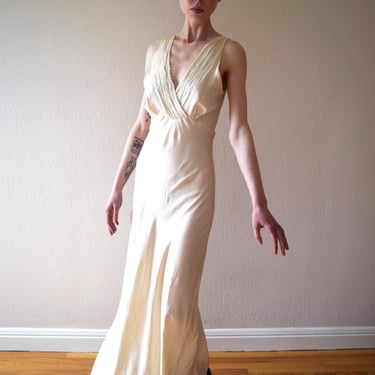 1930s silk slip dress . vintage 30s nightgown . size small 