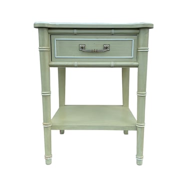 Henry Link Nightstand in Sage Green FREE SHIPPING - One Vintage Bali Hai Faux Bamboo End Table Hollywood Regency Coastal Bedroom Furniture 