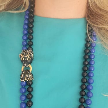 Mid-Century Enamel Tiger Necklace