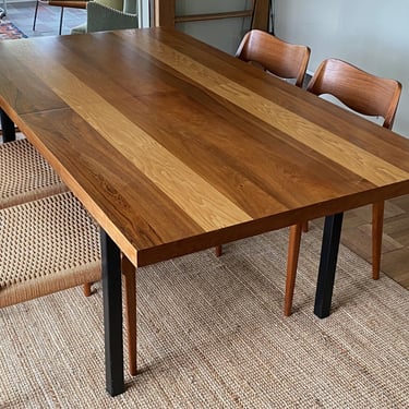 Vintage Milo Baughman Directional Mixed Woods Dining Table 