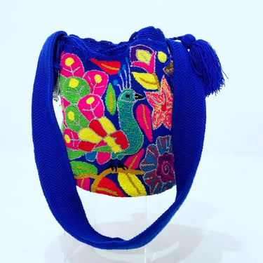 Punch Rug Bucket Purse in Royal Peacock