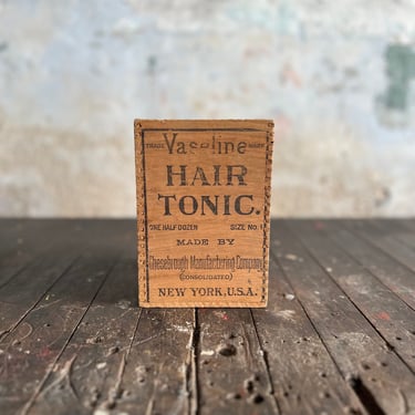 Vintage Vaseline Hair Tonic Wood Advertising Crate 