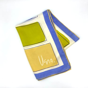 Vintage 1970s VERA Scarf, Silk Color Block Hand-rolled Hem, Made in Japan, 45x15 Oblong 