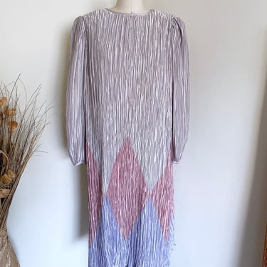 Vintage 80's Pleated Dress, M L XL 