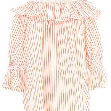 Yves Saint Laurent Off The Shoulder Orange Stripe Top