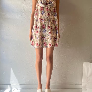 90s ‘Private Luxuries’ Sheer Floral Slip Dress / XL 