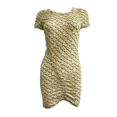 Louis Vuitton Yellow Logo Ruched Mini Dress
