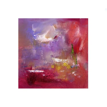 Abstract Small Art - Oil Painting - Square Format Included Mat and Cellophane Enclosure - Ready for Easel or Frame 8x8 - Unique Abstract 