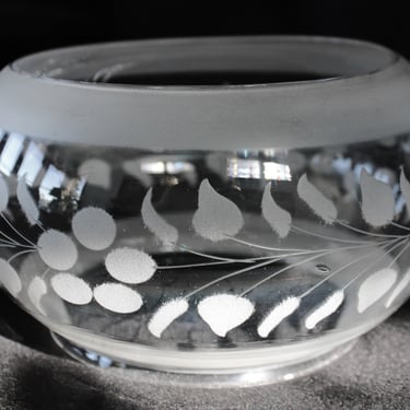 Antique Victorian Etched Clear and Frosted Glass Gaslight Globe Lamp Shade 