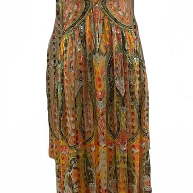RESERVED DO NOT BUY Pauline Trigere 70s High Style Hippie Paisley Chiffon Gown