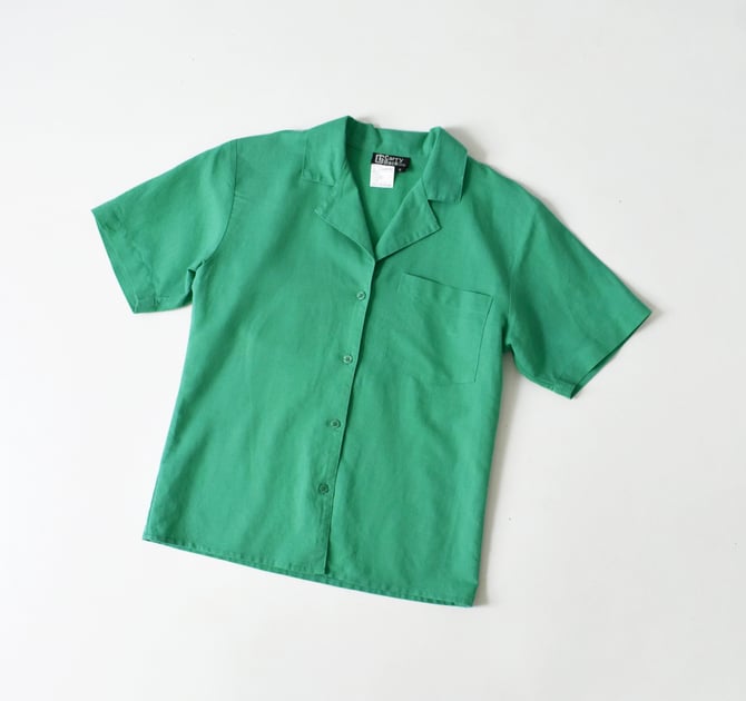 vintage emerald green button down shirt 