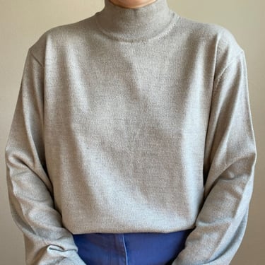 Club Room NWOT Beige Mockneck Merino Wool Minimalist Oversized Sweater Sz XL 