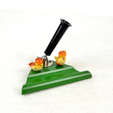 Pen holder with shelf wooden birds 20s 30s Art Deco storage for desk fountain pen holder vintage pen fountain pen design 
