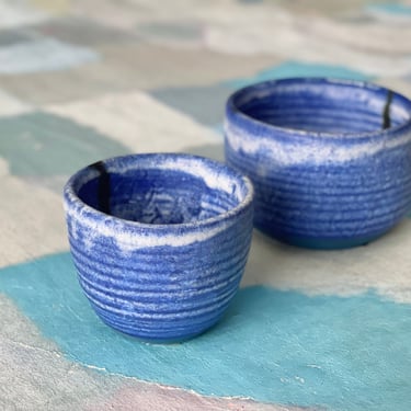 Lee & Pup McCarty | McCarty’s Pottery | Cobalt Coffee Cup and Old Fashioned Bowl (set of 2) 