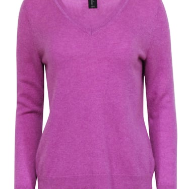 Tahari - Purple Cashmere V-neck Sweater Sz L