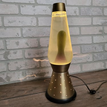 Groovy Mod Starlight Gold Lava Lamp with Light Green and Clear Lava 