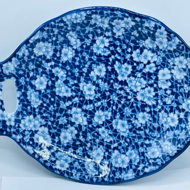 Vintage Victoria Ware Ironstone  Tray Flow Blue Calico Floral Pattern 12" Excellent condition 