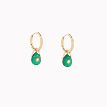 Orso Creole Green Onyx Huggie Charm Earrings