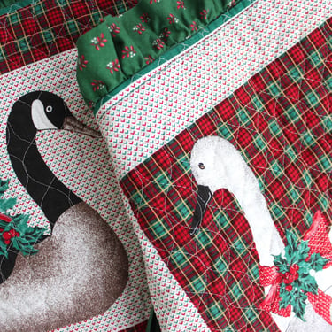 Christmas for Two - 1980's Quilted Swan and Duck Placemats 