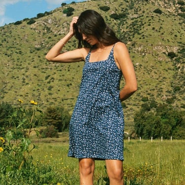 LA Relaxed | 90's Organic Cami Dress in Blue Floral