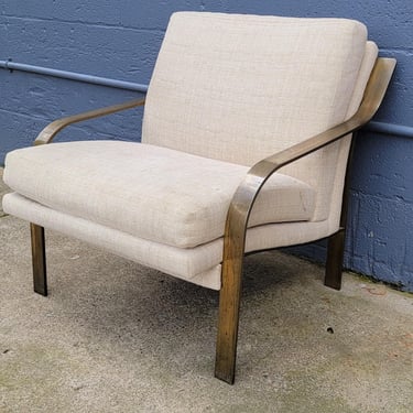 Flat Bar Steel Lounge Vintage Chair Manner of Milo Baughman 