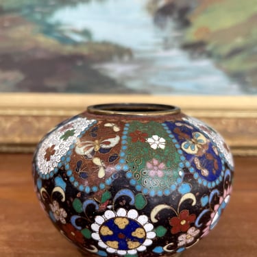 Free shipping within continental US - Believed to be Early 20th Century Chinese Cloisonné Miniature Tripod Vase with Floral 