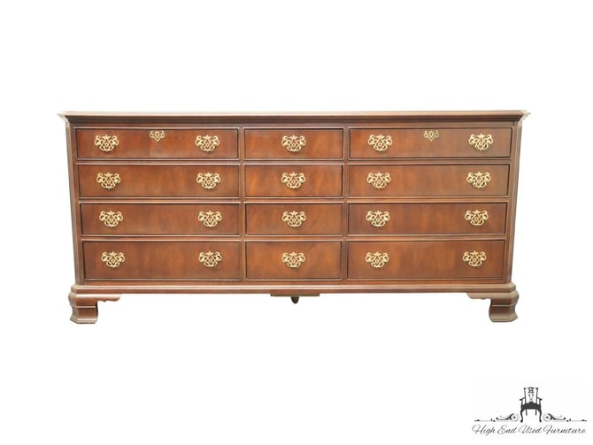 NATIONAL / MT. AIRY Solid Mahogany Chippendale Traditional Style 74" Triple Dresser 2048-247 