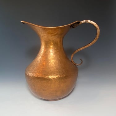 Vintage Copper Hand-Hammered Pitcher Made In Mexico 