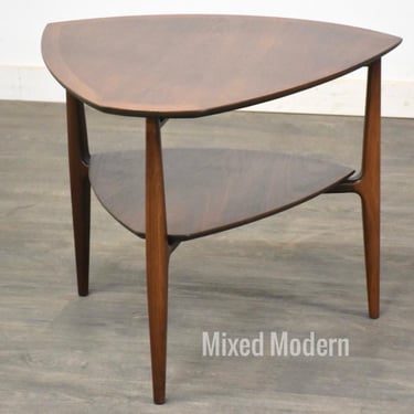 Walnut Triangular Side Table by Henredon 