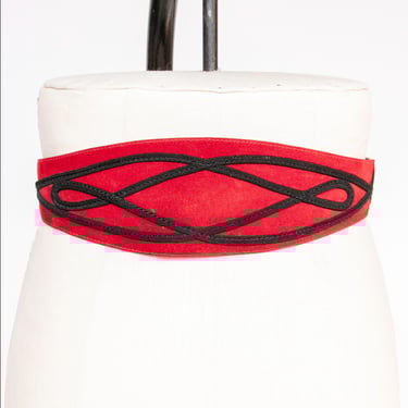 1980s Belt Suede Red Leather Cinch Waist Liz Claiborne S 