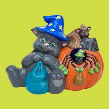 Vintage Dona's Halloween Mold Retro 1980s Hand-Painted + Ceramic + Kitten + Mouse + Spider + Pumpkin + Statue + Spooky Seaon + Autumn Decor 