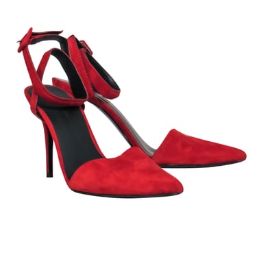 Alexander Wang - Red Suede Pointy Toe Wrap Strap Heels Sz 8