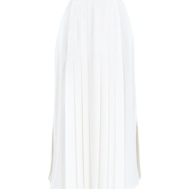Chanel White Pleated Midi Skirt