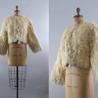 60s Mongolian Lamb Fur Jacket – Curly Shearling  - Boho Jacket - Size Medium 