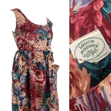 Vtg Vintage 1980s 1990s 90s 80s Laura Ashley Floral Oversized Jumper Maxi Dress 