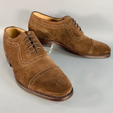 CHARLES TYRWHITT Size 9 Parker Brown Perforated Suede Oxford Lace-Up Shoes