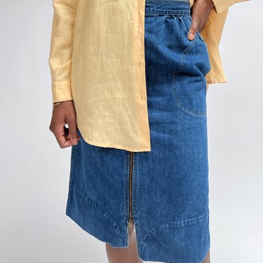 Blue Denim Midi Skirt (M)