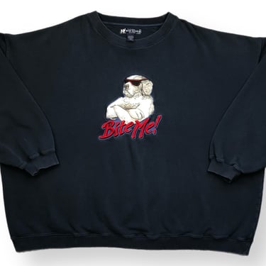 Vintage 90s Big Dogs “Bite Me” Embroidered Oversized Crewneck Sweatshirt Pullover Size 5X 